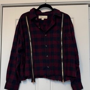 Vintage Havana Red and Black Plaid Button-Up Shirt